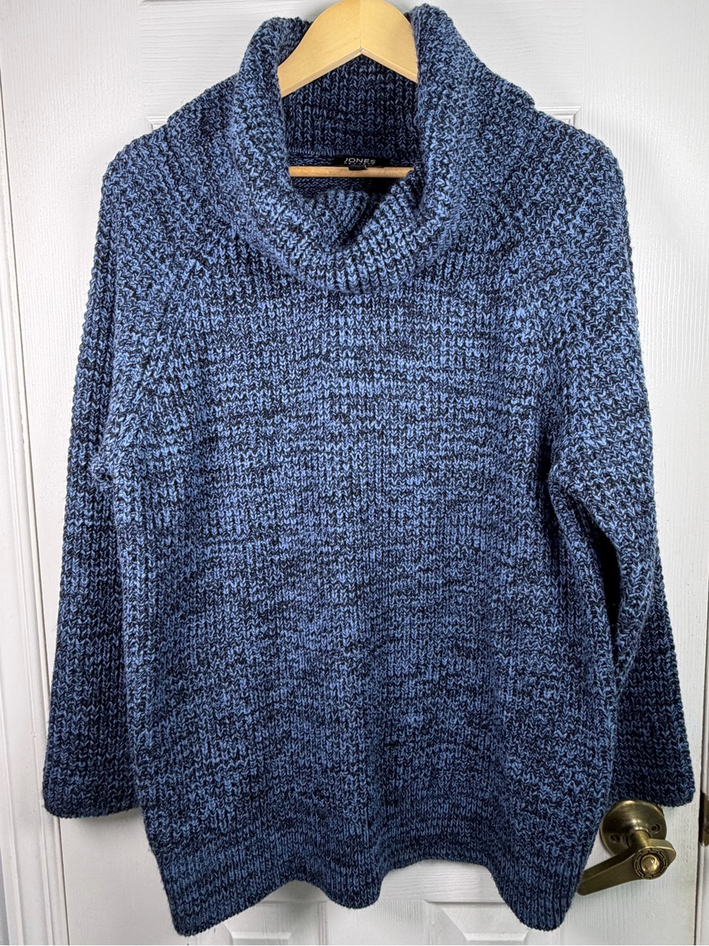 Jones New York Navy Marled Turtleneck Sweater Women's 1X Chunky Knit Cozy